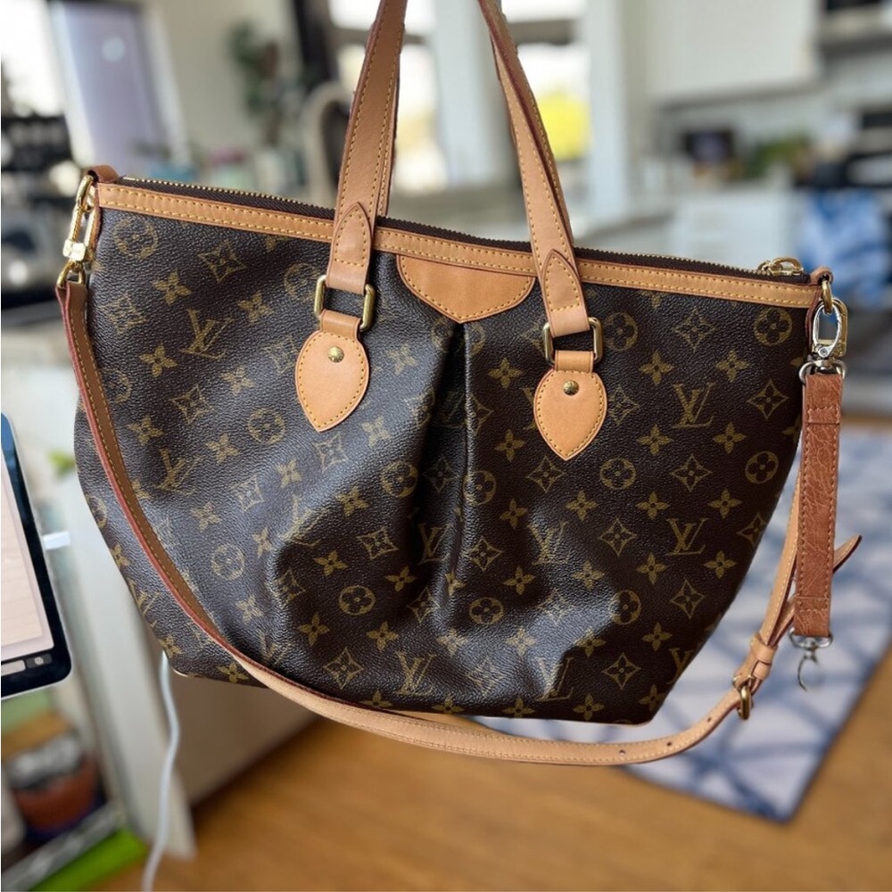 Louis Vuitton Brown and Tan Tote Bag with Iconic Monogram Canvas